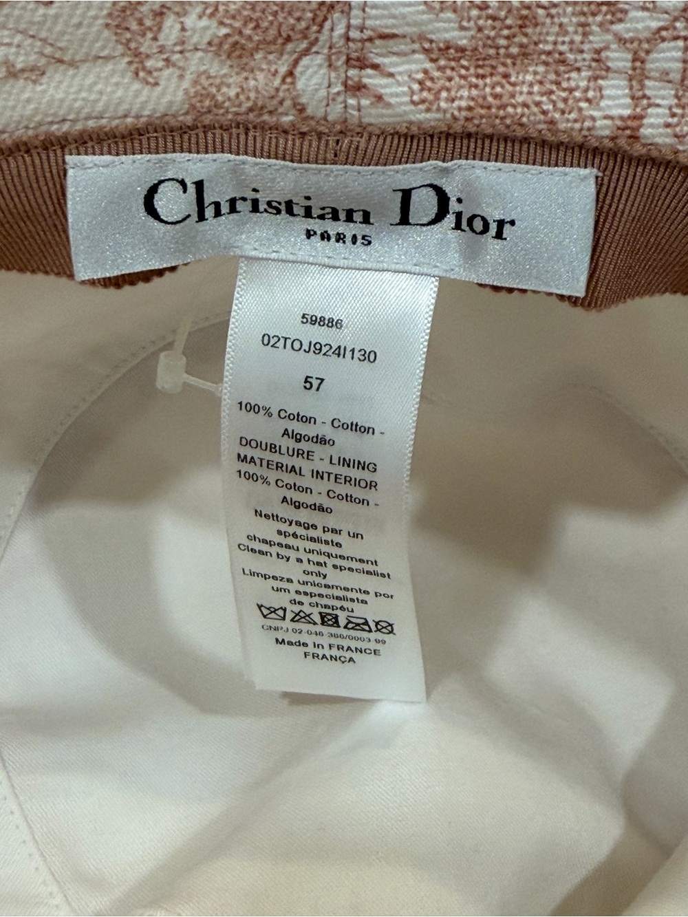 Dior Pink & Cream Lion Motif Bucket Hat - Picture 8 of 8